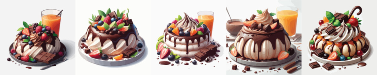 vector set of australian dish pavlova