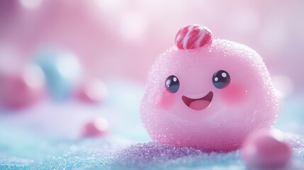 Fototapeta premium Adorable Pink Candy Creature in a Sugar Wonderland