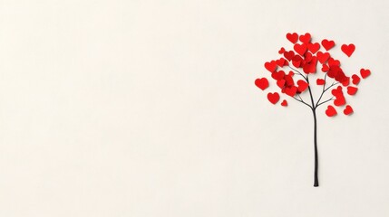 Love Tree with Heart Leaves - Valentine Card with Copy Space