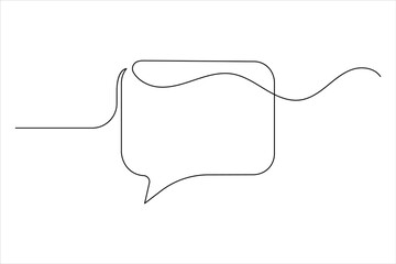 Speech bubble shape one line drawing of isolated continuous outline vector icon