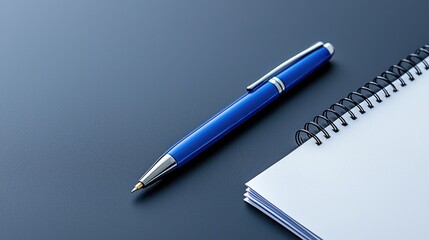 Fototapeta premium Note-taking action with pen and notebook on a dark surface minimalist content professional environment close-up view