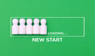 Waiting or preparing for a new start in business career or life. New start loading progress bar on...