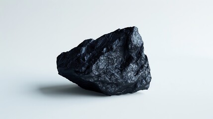 Naklejka premium Black, single piece of coal on a white background, captured in high-definition detail, front view.