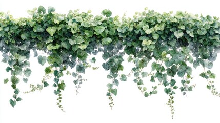 Hanging ivy vines isolated on white background.