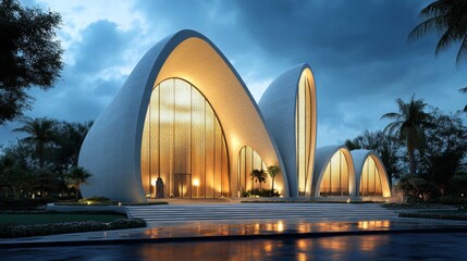 Modern Architectural Design Illuminated Evening Structure
