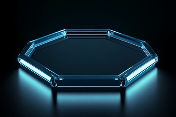 Exhibition stand for mockup and Corporate identity,Display design. Empty booth Design.Neon light in Exhibition hall. booth Design trade show.3D