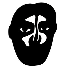 sinusitis pain area inflammation on face silhouette