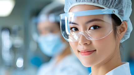 Technician in face shield preparing samples in a laboratory setting healthcare environment close-up view science and technology concept