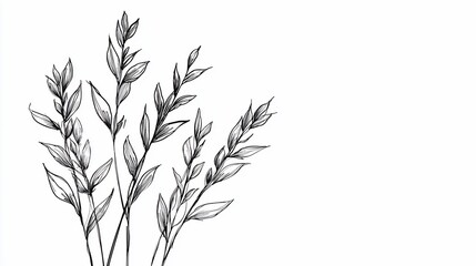 Obraz premium Monochrome line art illustration of delicate wildflowers.