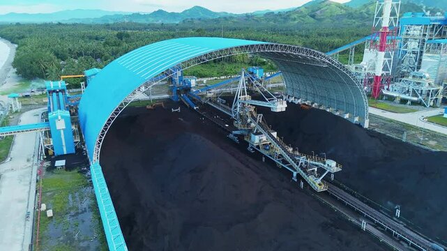 Aerial View of Coal Storage and Handling Facility. Bintauna North Sulawesi.	
