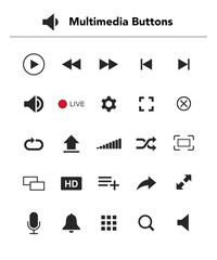Multimedia Buttons icons set stock illustration