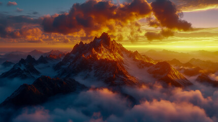 Fototapeta premium sunset in the mountains