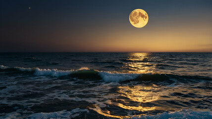 full moon over the sea