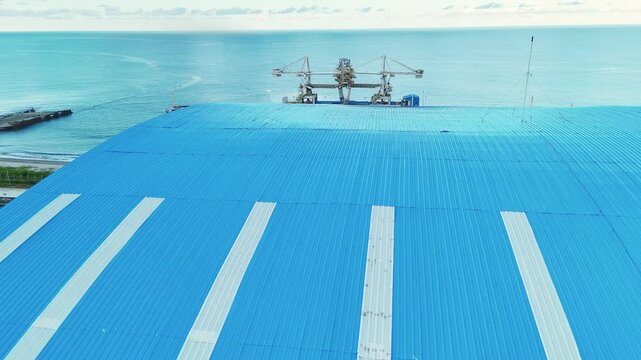 Aerial View of Coastal Industrial Port Facility. Bintauna North Sulawesi.	