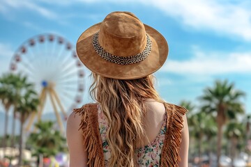Woman in  boho-chic festival attire at Coachella