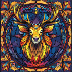 Stained Glass Animal Coloring Book Cover