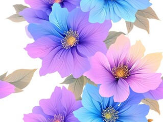 Obraz premium Seamless abstract beautiful purple and blue magical flowers, Beautiful Seamless Purple and Blue Floral Pattern