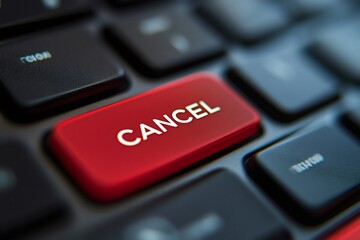 Red cancel key on black keyboard is bringing cancellation request
