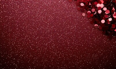 Red glitter background with confetti corner; celebratory backdrop, ideal for cards