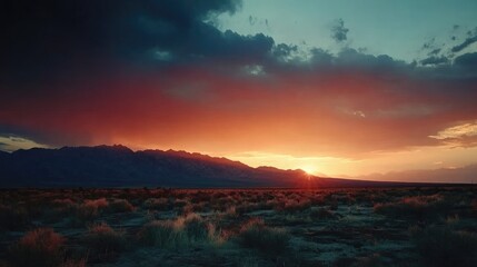 Fototapeta premium sunset over a mountain range