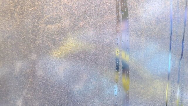 small drops of water condensation on the window
