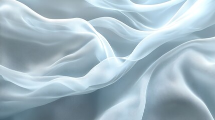 Obraz premium Light blue fabric drapes softly. Background is blurred. Use website, texture
