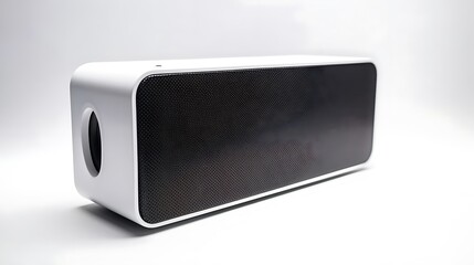 Fototapeta premium Isolated modern wireless speaker with sleek design isolated on solid white background.