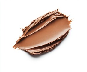 Brown cream spread displayed on a white background, highlighting its smooth texture and rich color