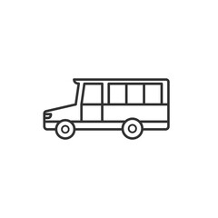 Side View of Outline School Bus Icon on White Background