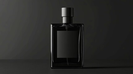 Elegant Black Perfume Bottle: Minimalist Design, Dark Mood