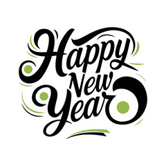 Happy New Year Beautiful Typography Calligraphy Vector Illustration Design