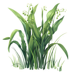 Obraz premium Summer Lily of the Valley Flower Clipart Vector Illustration