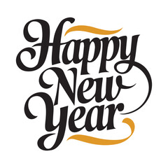 Happy New Year Beautiful Typography Calligraphy Vector Illustration Design