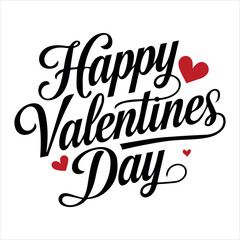 Happy Valentine Day Typography  with a Heart Vector Illustration