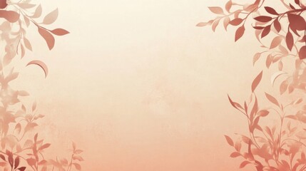 Delicate Peach Background With Copper Leaf Designs
