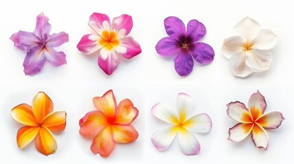 Banner Design: A Set of Beautiful Flowers in Different Varieties on a White Background