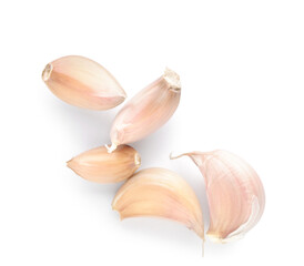 Fresh garlic cloves on white background