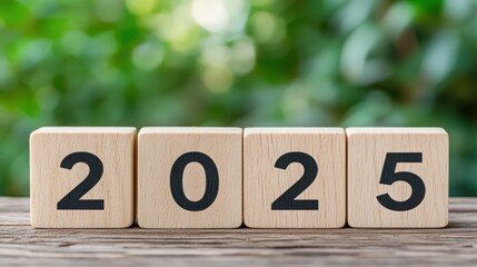 A wooden block with the numbers 2, 20, 25, and 25 is arranged in a row