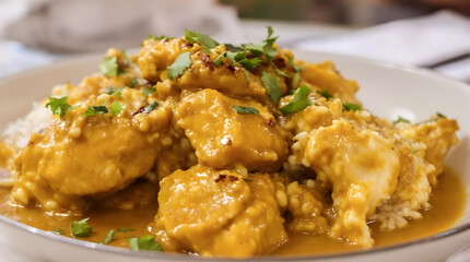 A plate of food with a sauce on it