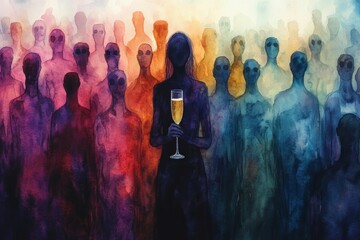 Obraz premium The Empty Celebration, Alcohol Use Disorder