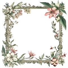 Obraz premium Beautiful floral frame design perfect for invitations and artwork decoration.