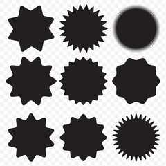 Set of Vector Starburst Badges. Simple Flat Style Vintage Labels, Stickers. eps 10.