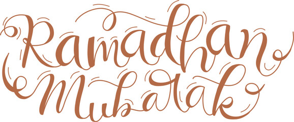 Ramadan mubarak islamic greeting hand lettering calligraphy vector