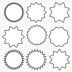 Set of Vector Starburst Badges. Simple Flat Style Vintage Labels, Stickers. eps 10.