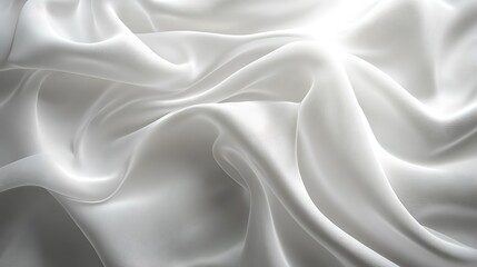 Obraz premium Elegant white silk fabric drapes, soft folds, luxury texture, background for design