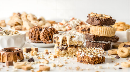 A table with many different types of desserts and snacks
