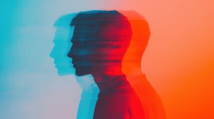 Abstract Portrait with Colorful Light Trails and Shadow Effect