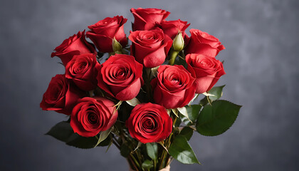 Obraz premium Festive bouquet of red rose on isolated background