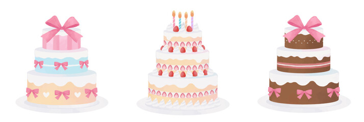 ガーリー三段ケーキセット