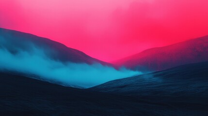 Naklejka premium Majestic Vibrant Mountain Landscape with Colorful Sky at Dusk